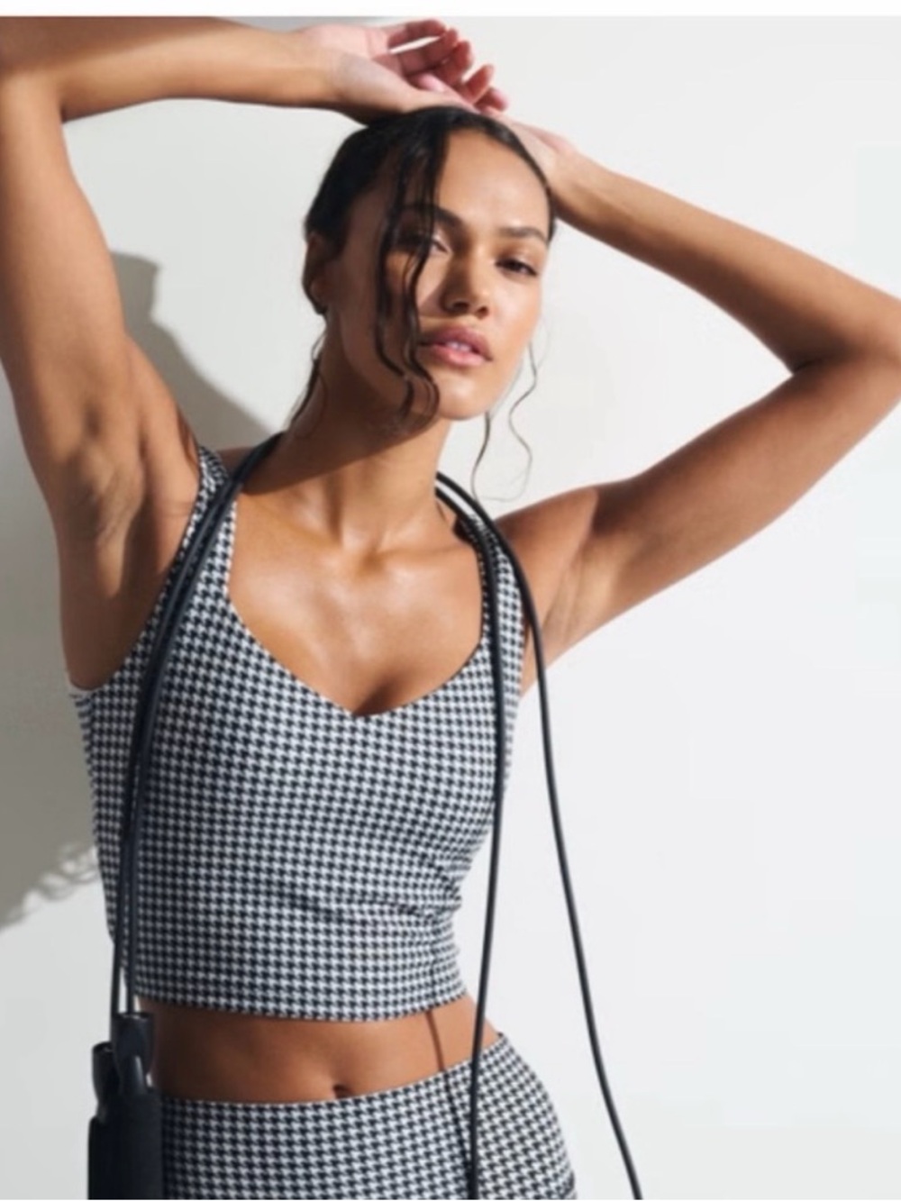 Abercrombie & Fitch Black and White Houndstooth Crop Tank